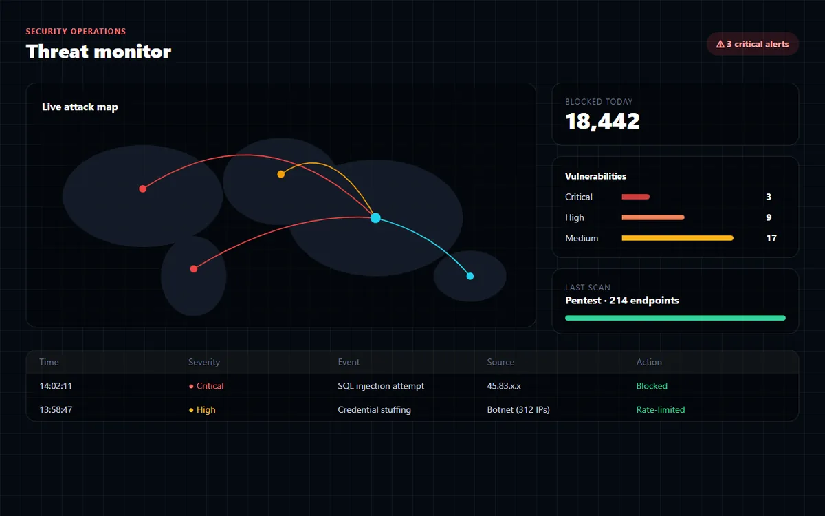 Prototype of a security operations threat monitor with live alerts